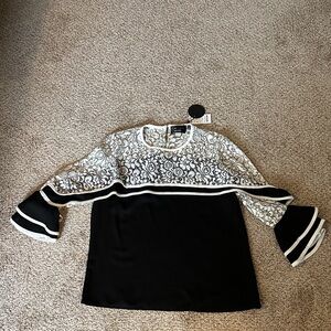 Luca Milano Black and White Lace women’s top.